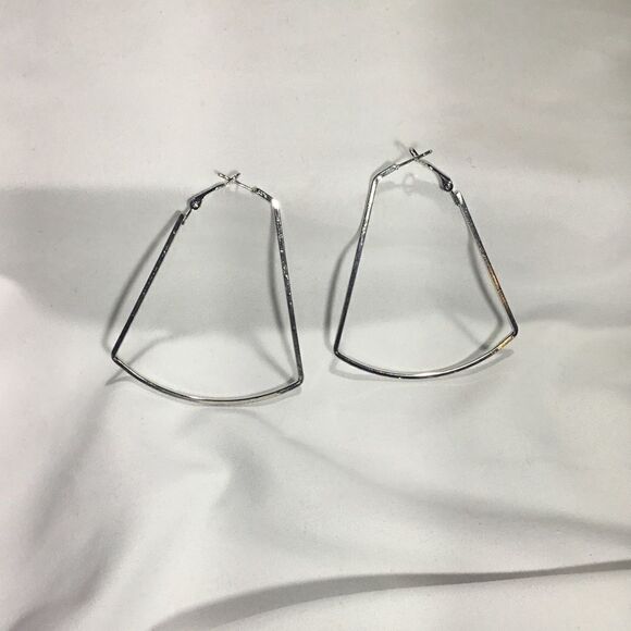 Silver Tone Bell Shaped Hoops (UC3) - Picture 1 of 4